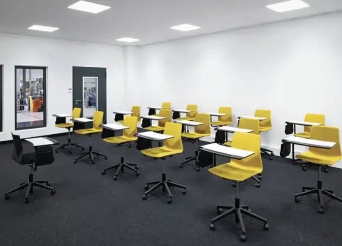 training room with yellow chairs